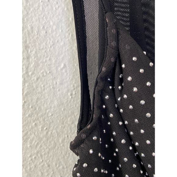 Free People Mirrorball Crop Tank Top Cowl Mesh Crystal Embellished Black Size XS - Picture 10 of 13